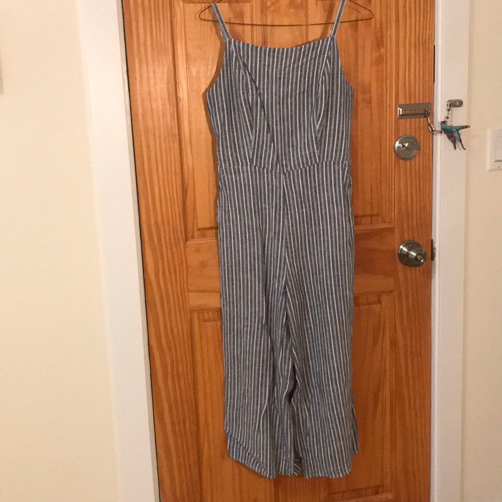 Old Navy Striped Linen Blend Jumpsuit
